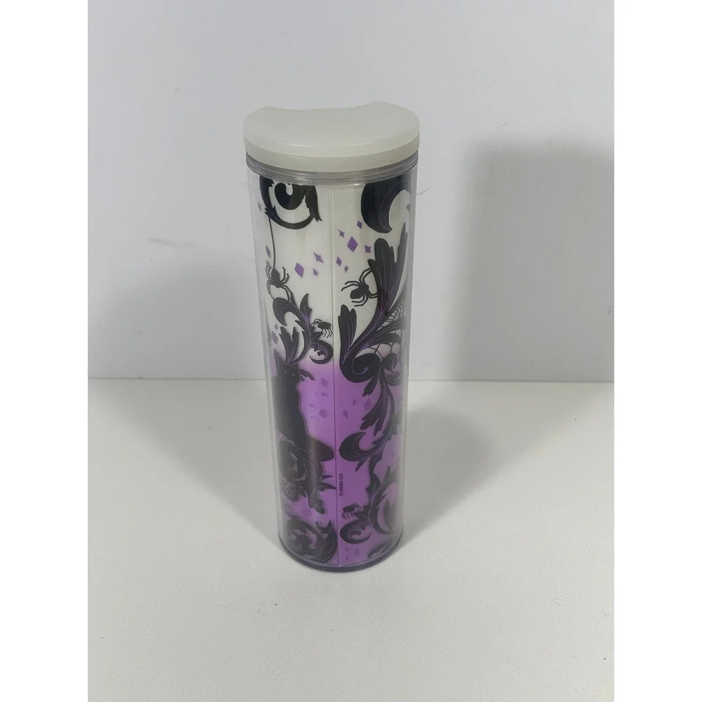 Starbucks Halloween 2021 Glow in the Dark purple Cat Spider Tumbler 16oz 011125